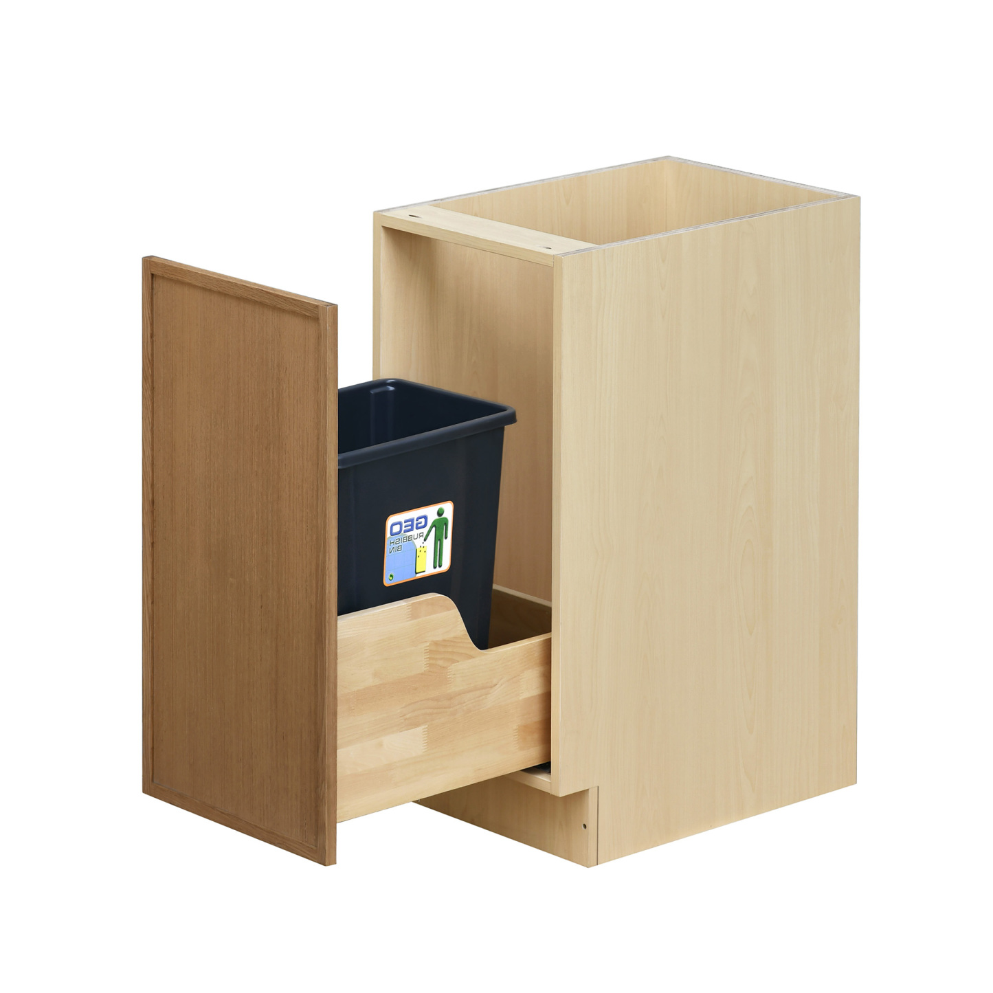 Natural Box Oak Slim - 15"W Trash Can Cabinet 1-Drawer