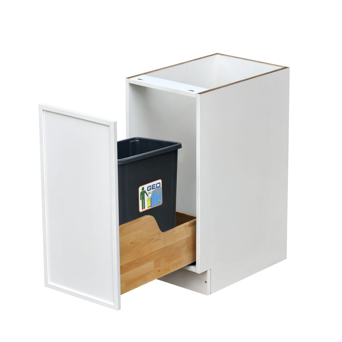 Slim White Shaker - 15"W Trash Can Cabinet 1-Drawer