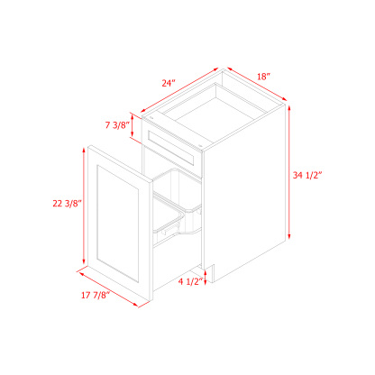 Mallorca Dolphin Gray Shaker - 18"W Base Cabinet