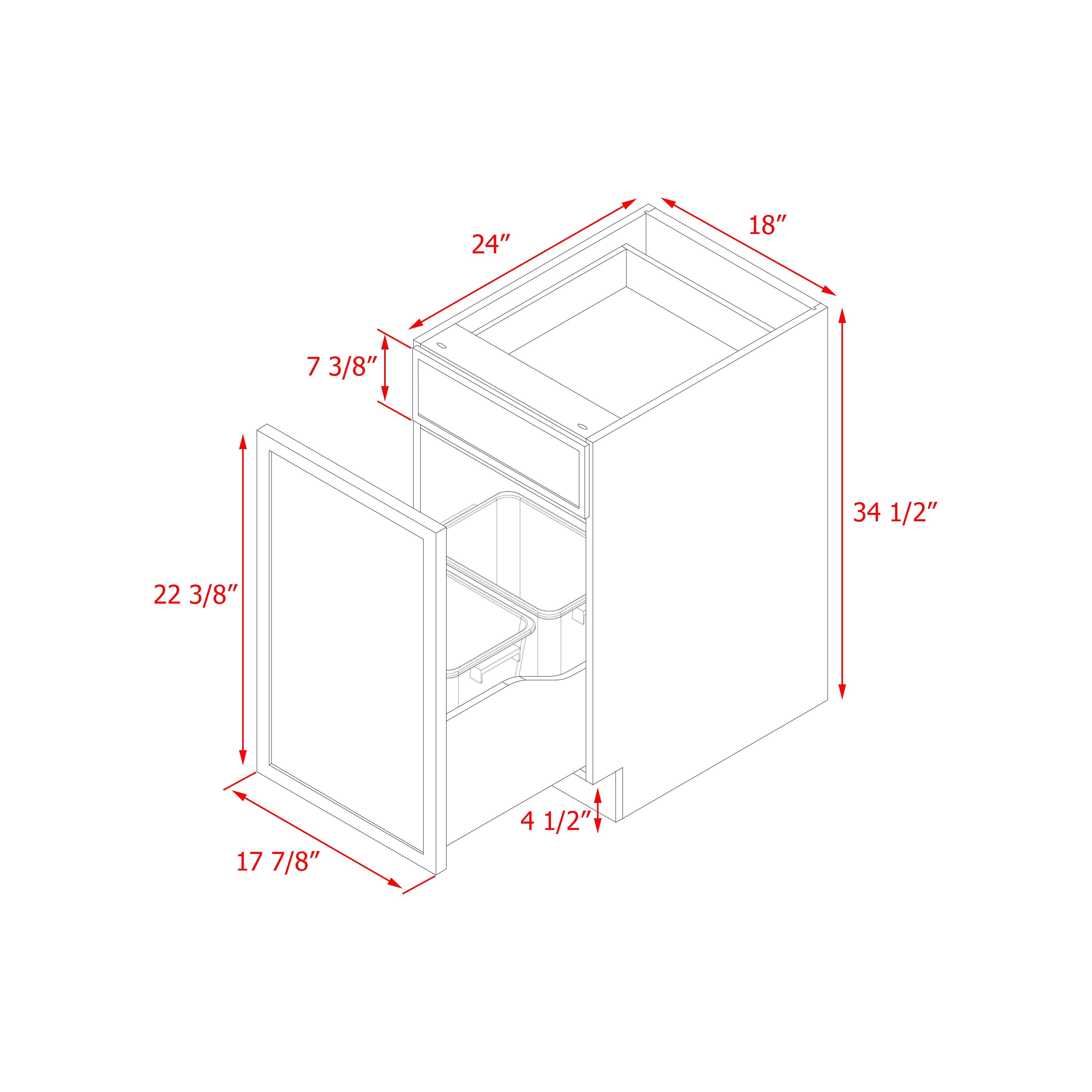 Shady Slim Gray Shaker - 18"W Base Cabinet