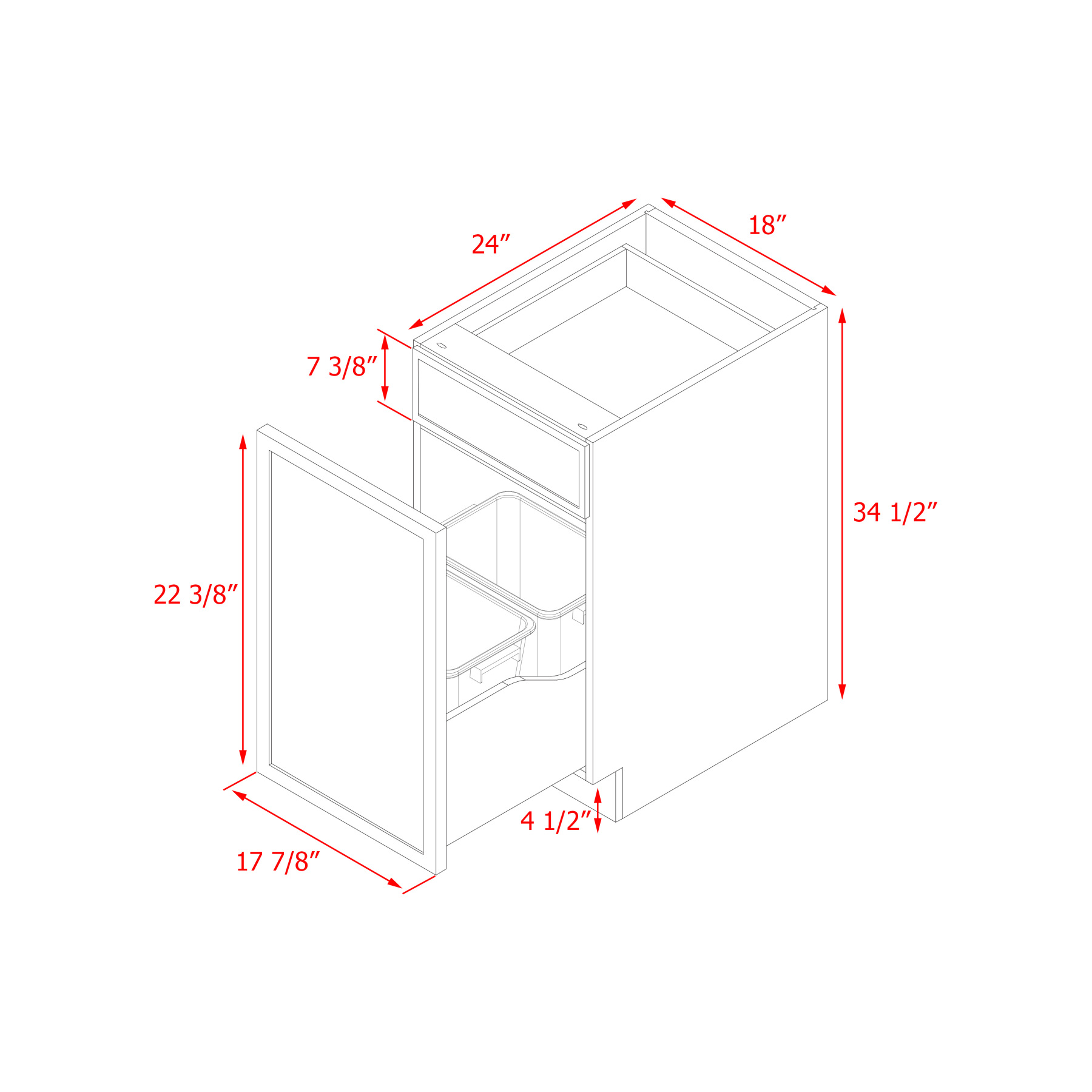 Shady Slim Gray Shaker - 18"W Base Cabinet