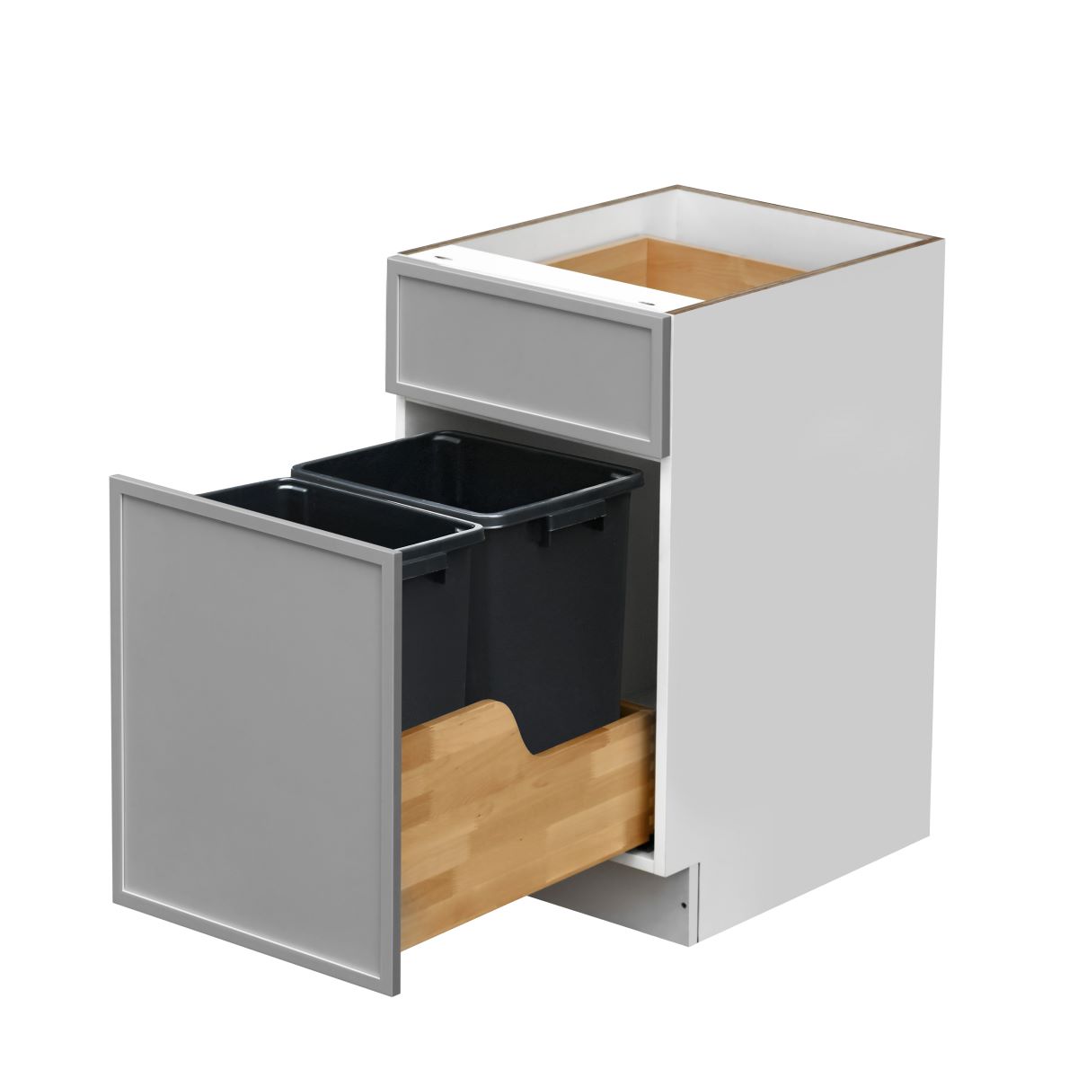 White Box Gray Slim - 18"W Trash Can Cabinet 2-Drawers
