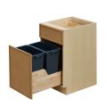 Shady Slim Oak - 18"W Trash Can Cabinet 2-Drawers