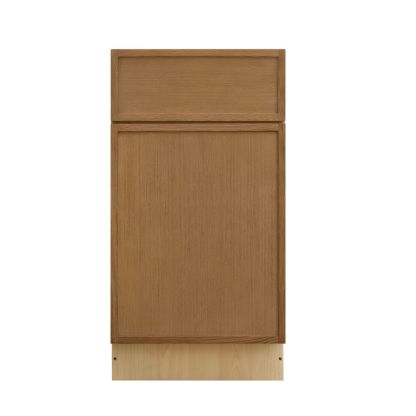 Natural Box Oak Slim - 18"W Trash Can Cabinet 2-Drawers