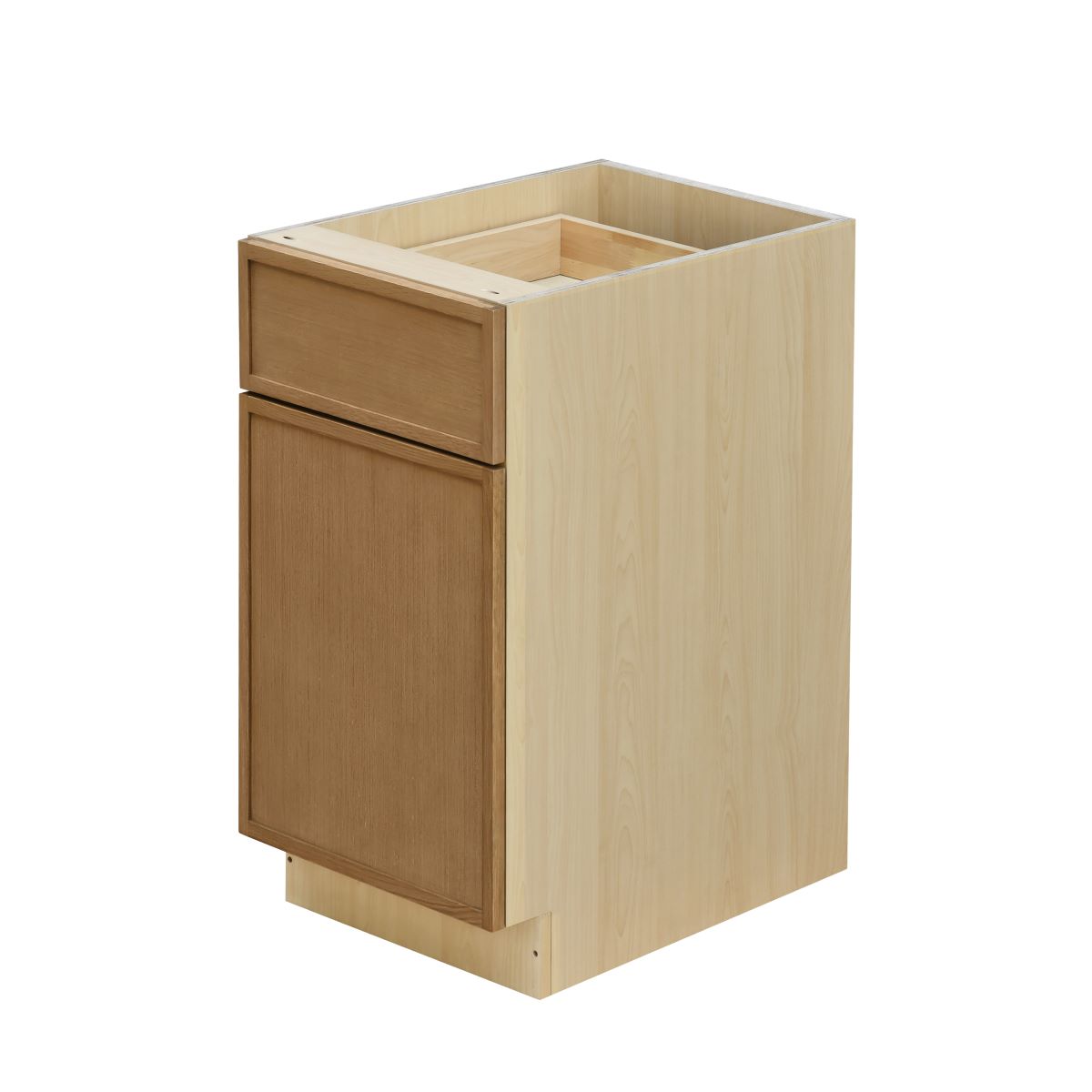 Natural Box Oak Slim - 18"W Trash Can Cabinet 2-Drawers
