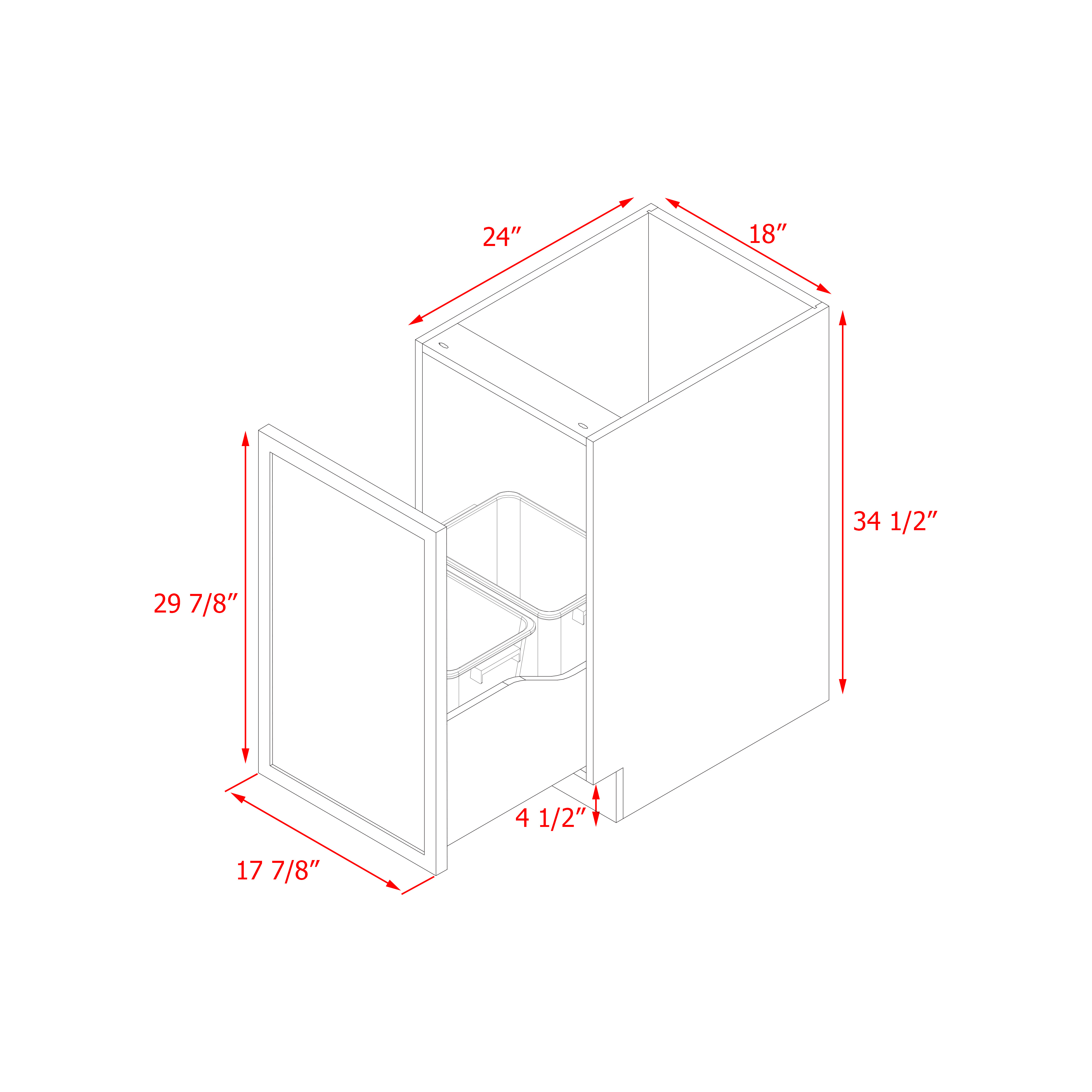 Shady Slim Gray Shaker - 18"W Base Cabinet