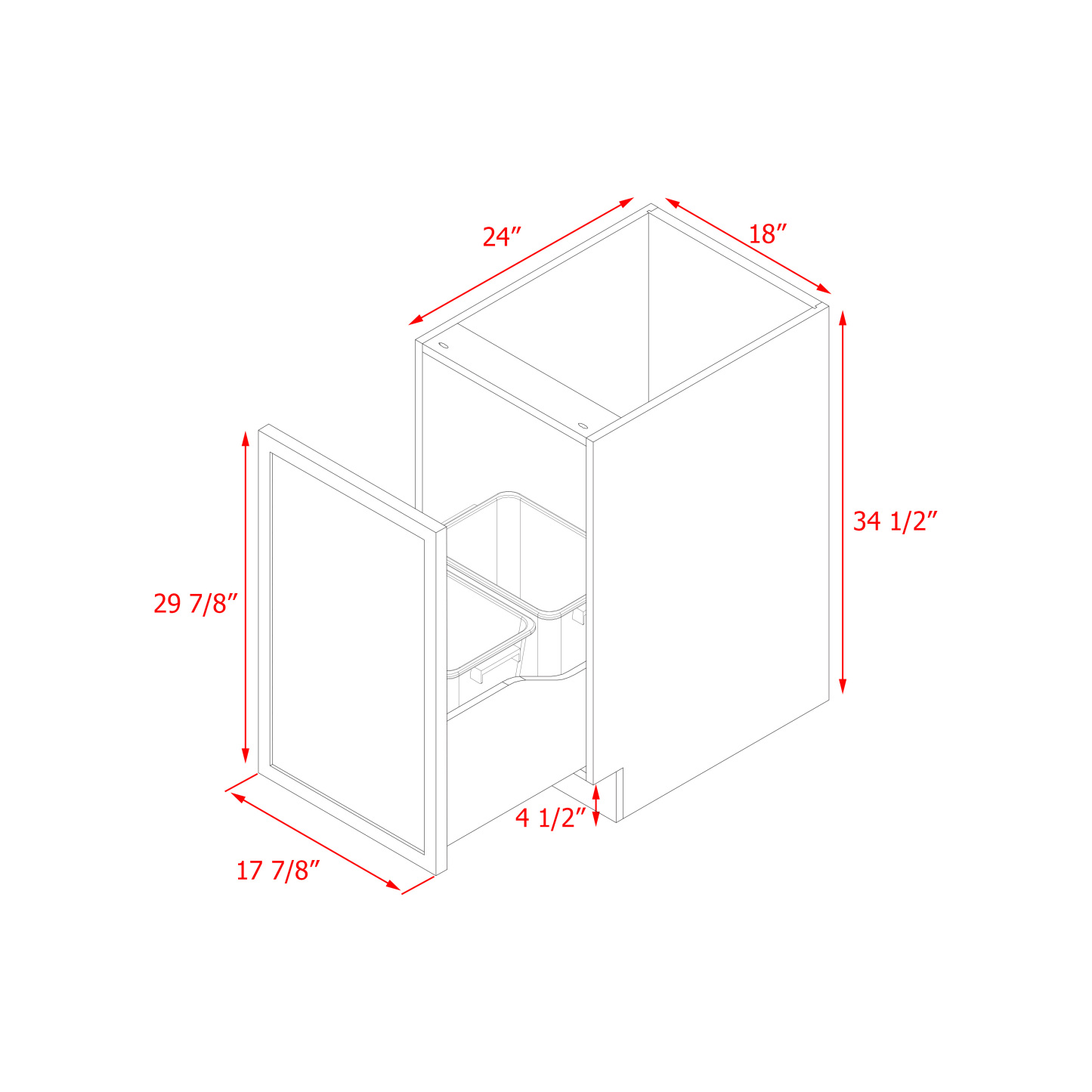 Shady Slim Gray Shaker - 18"W Base Cabinet