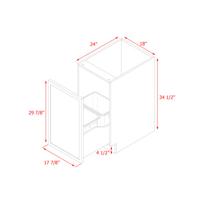 Shady Slim Gray Shaker - 18"W Base Cabinet