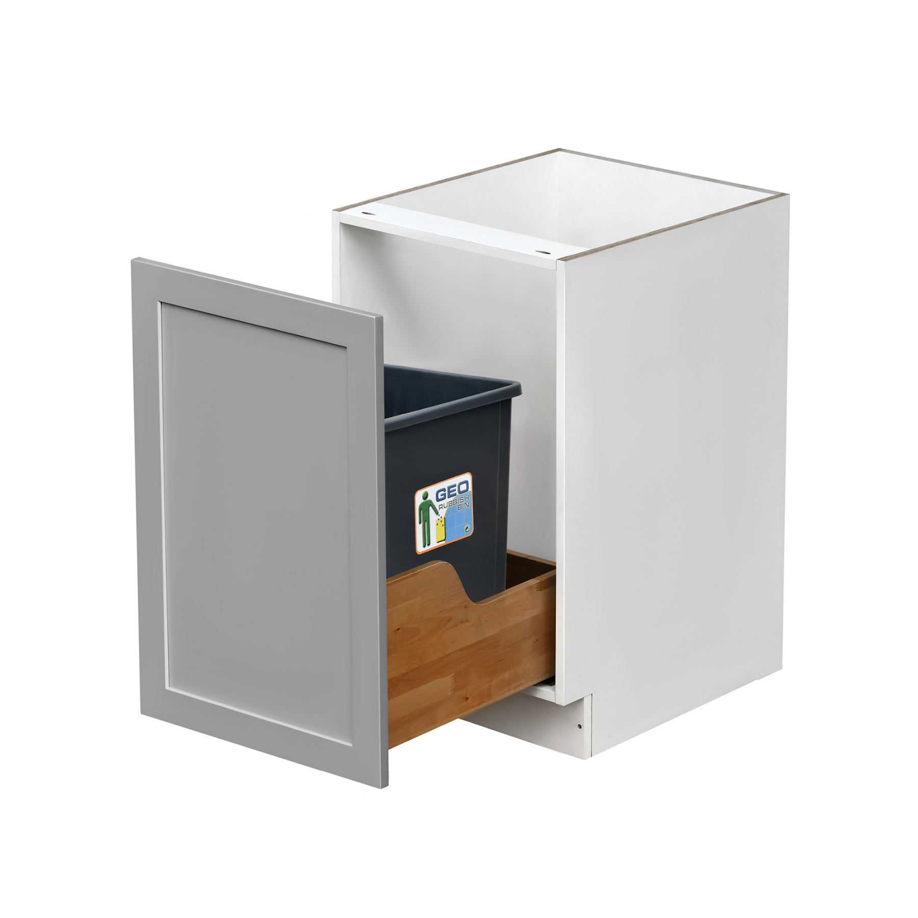 White Box Gray Shaker - 18"W Trash Can Cabinet 1-Drawer