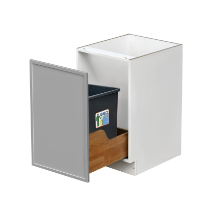 White Box Gray Slim - 18"W Trash Can Cabinet 1-Drawer