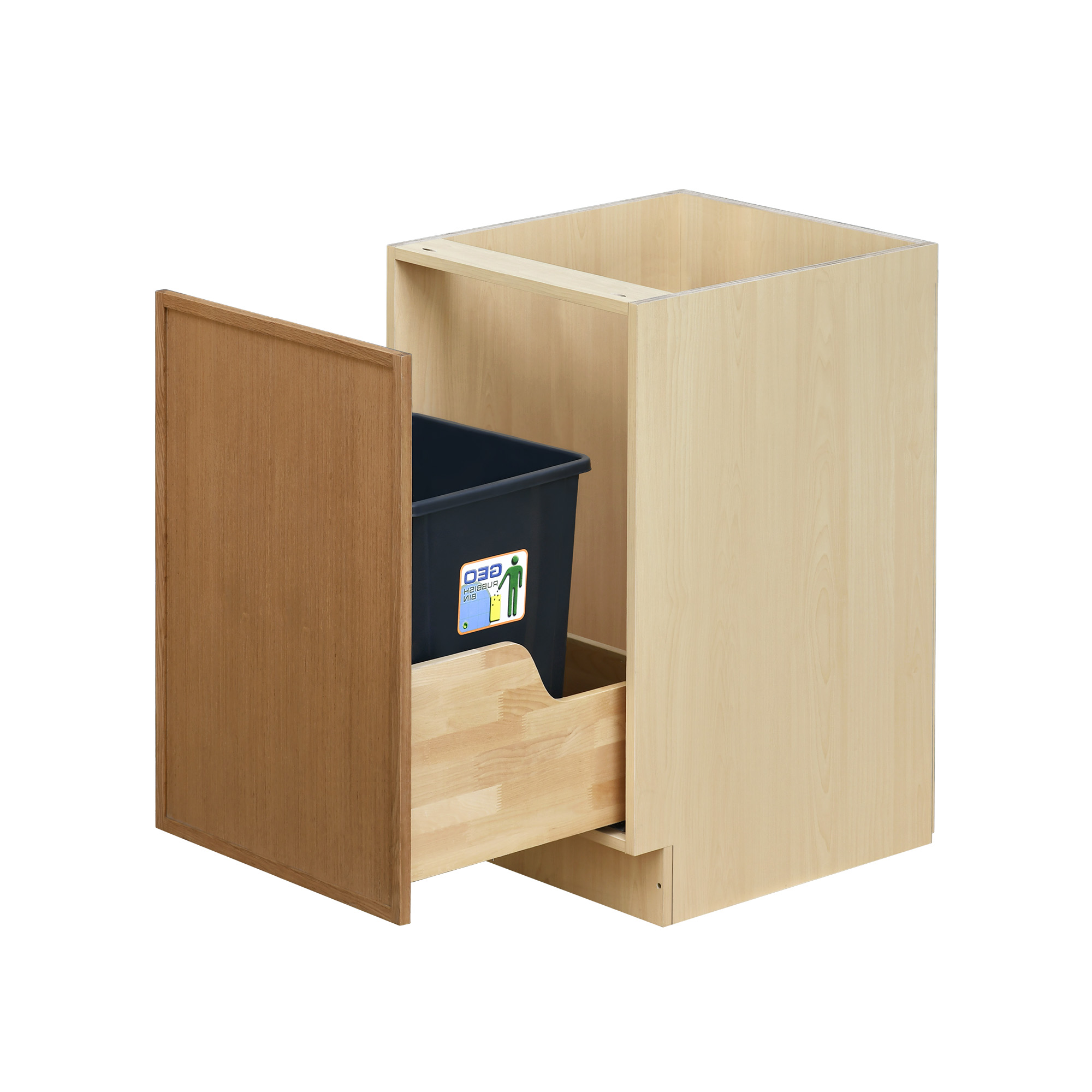 Shady Slim Oak - 18"W Trash Can Cabinet 1-Drawer