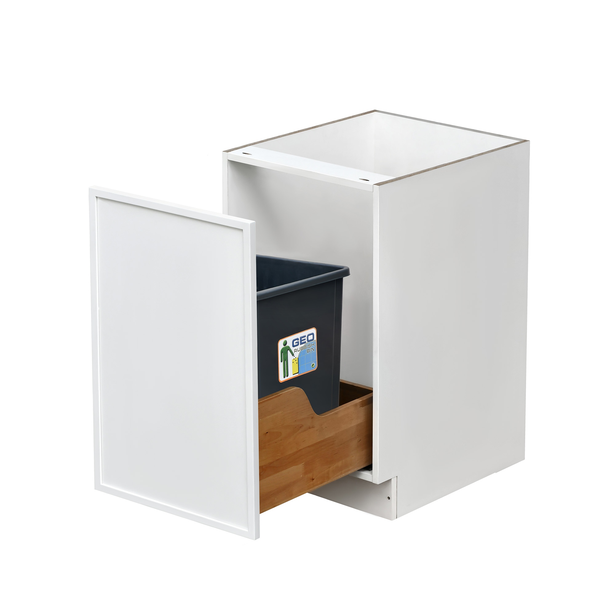 Slim White Shaker - 18"W Trash Can Cabinet 1-Drawer