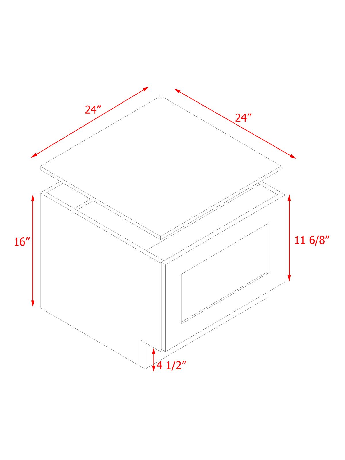 White Shaker - 24"W Drawer Base Cabinet 1-Drawer