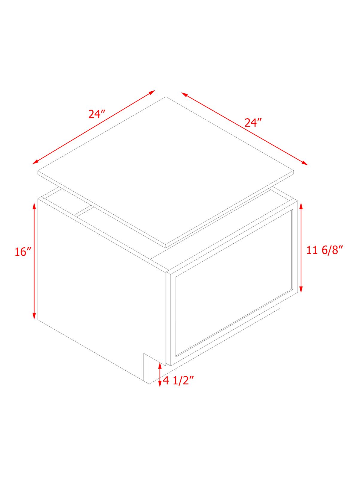 White Box Gray Slim - 24"W Drawer Base Cabinet 1-Drawer