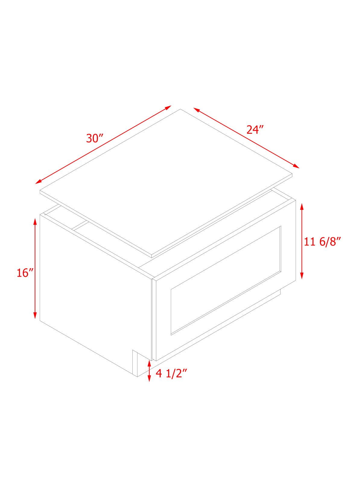 White Box Gray Shaker - 30"W Drawer Base Cabinet 1-Drawer