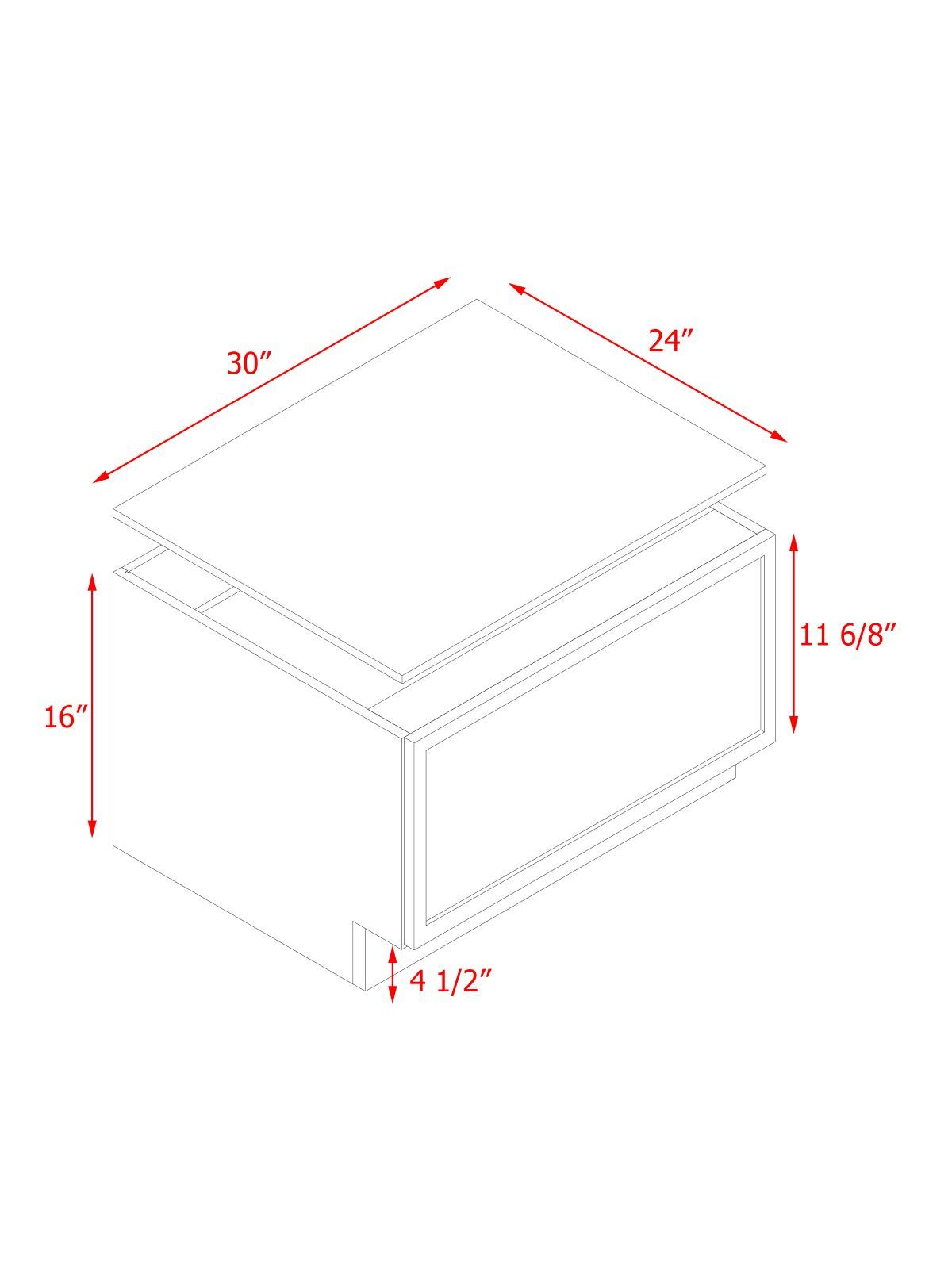 Natural Box Oak Slim - 30"W Drawer Base Cabinet 1-Drawer