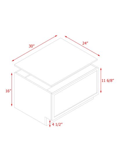 Natural Box Oak Slim - 30"W Drawer Base Cabinet 1-Drawer