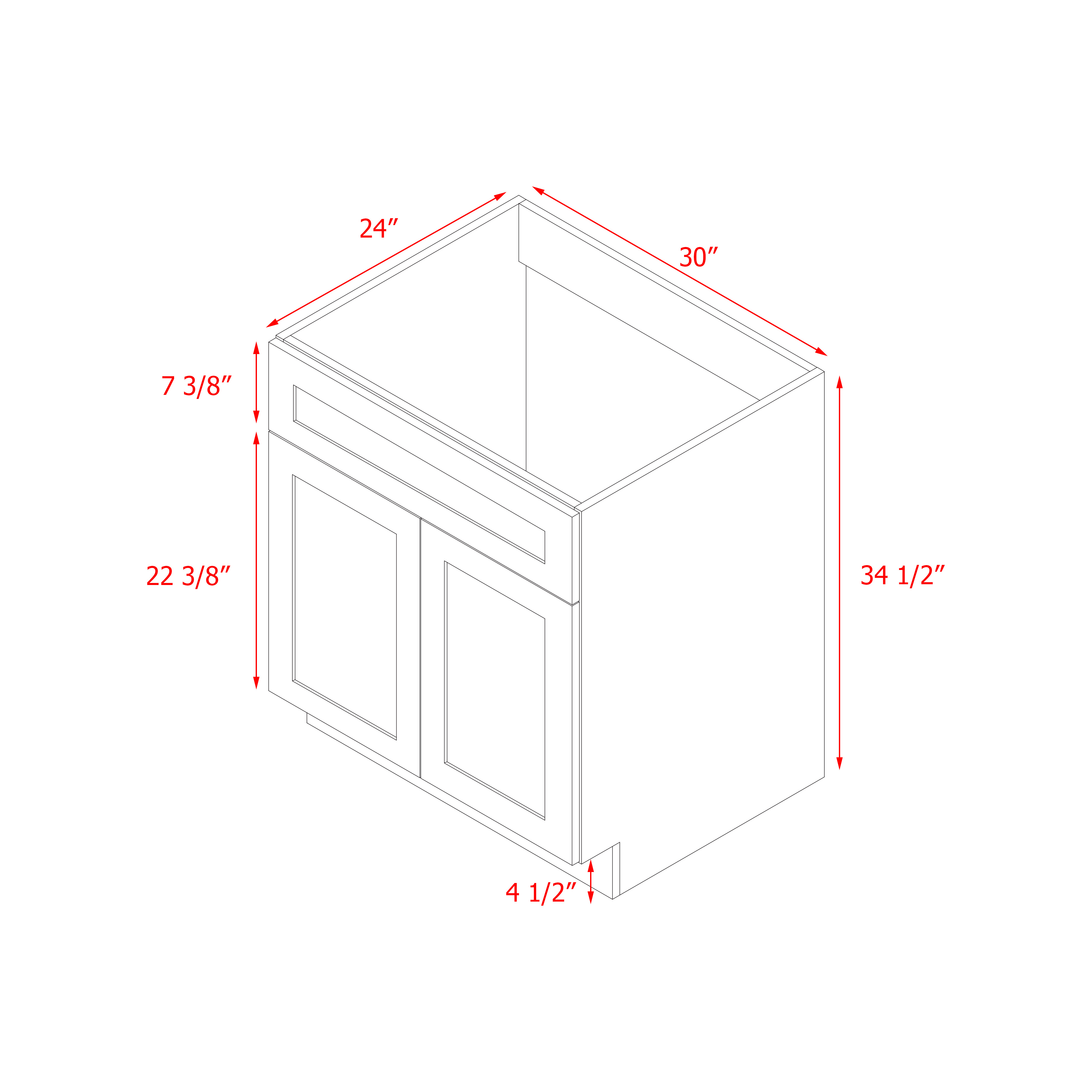 Mallorca White Shaker - 30"W Standard Base Cabinet