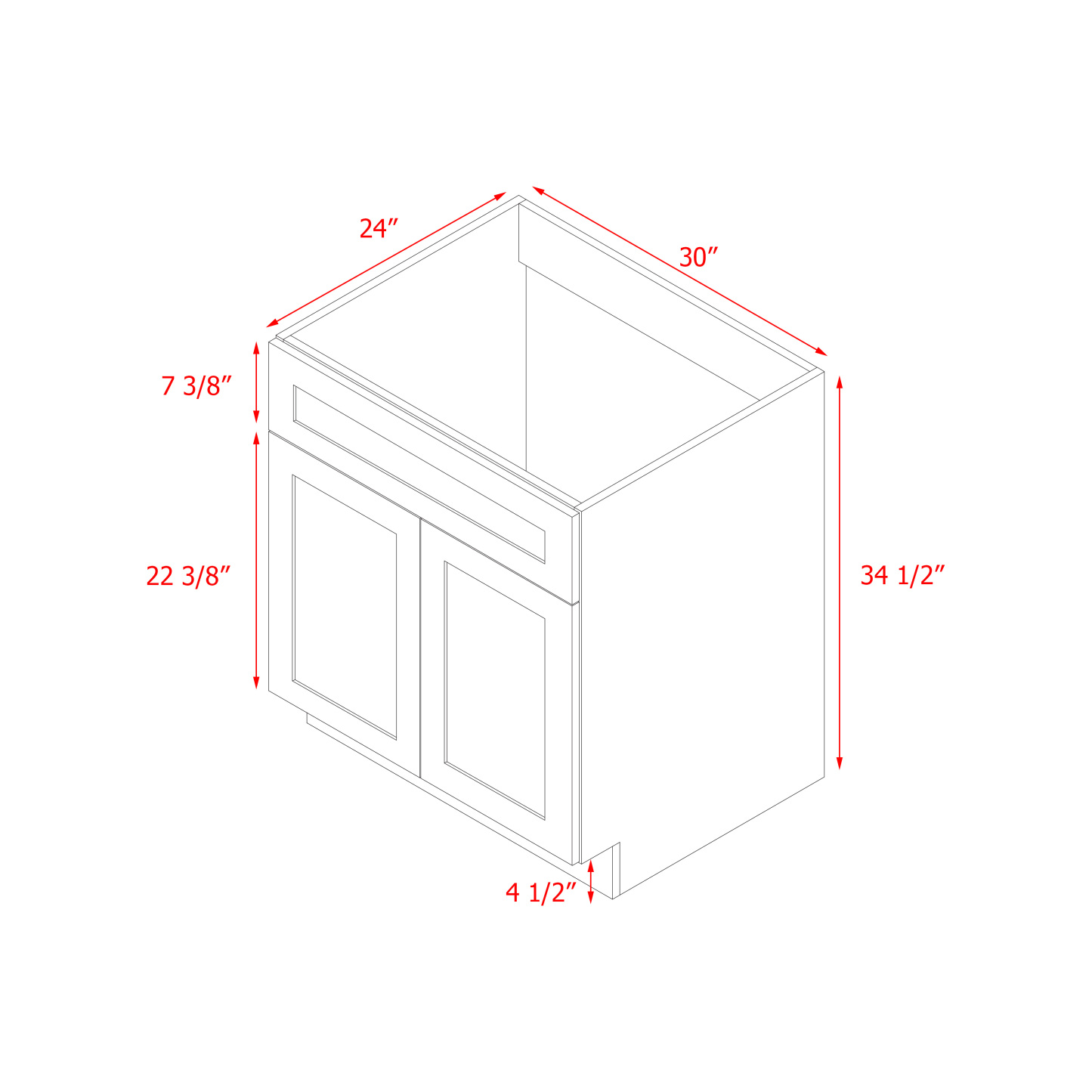 Mallorca White Shaker - 30"W Standard Base Cabinet