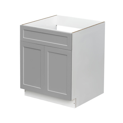 White Box Gray Shaker - 30"W Standard Base Cabinet 2-Doors 1-Drawer