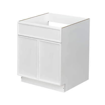 Slim White Shaker - 30"W Standard Base Cabinet 2-Doors 1-Drawer