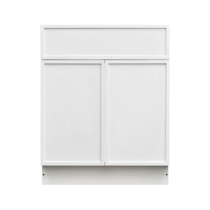 Slim White Shaker - 30"W Standard Base Cabinet 2-Doors 1-Drawer