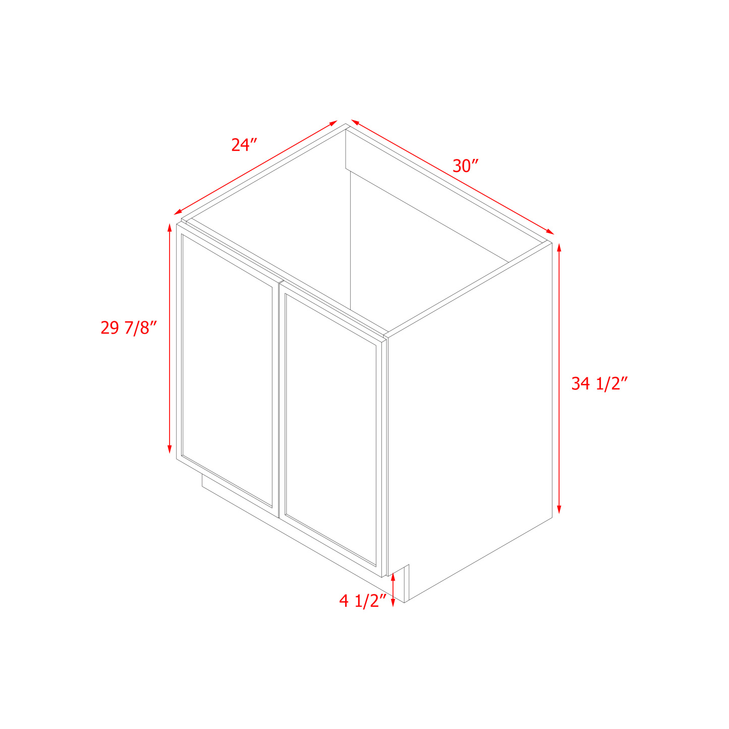 Shady Slim White Shaker - 30"W Base Cabinet