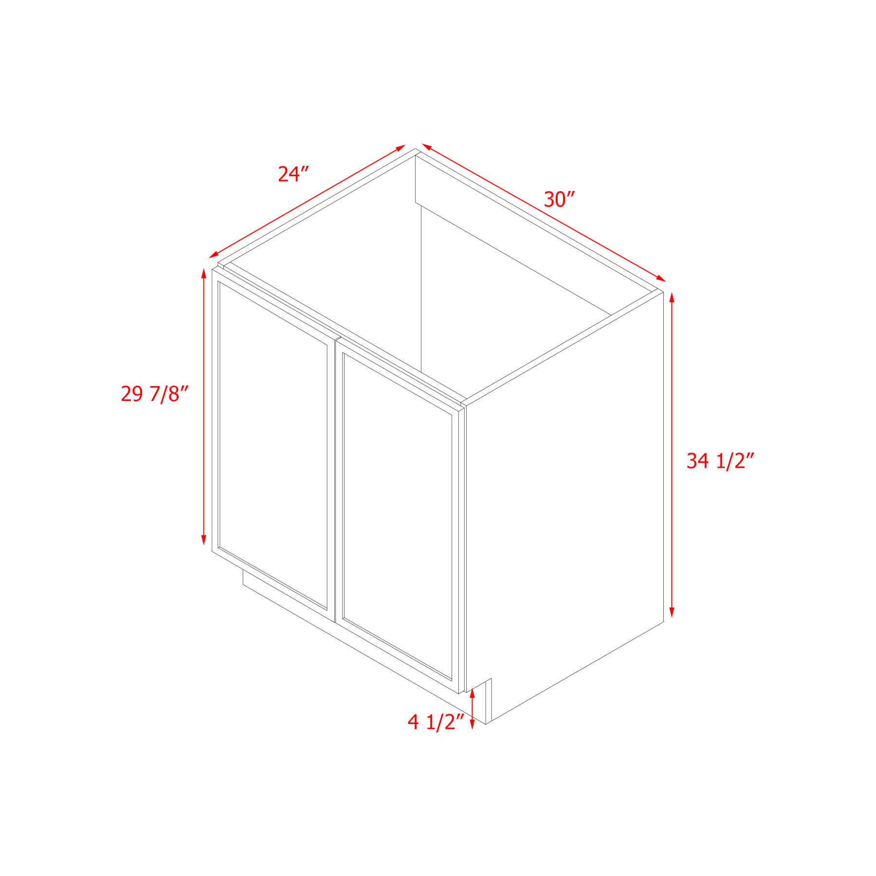 Shady Slim White Shaker - 30"W Base Cabinet