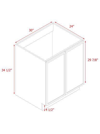 Natural Box Oak Slim - 30"W Full-Height Door Base Cabinet 2-Doors