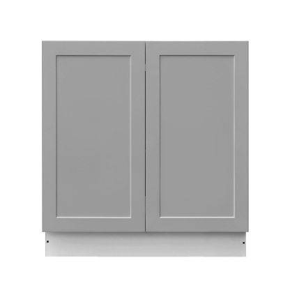 White Box Gray Shaker - 30"W Full-Height Door Base Cabinet 2-Doors