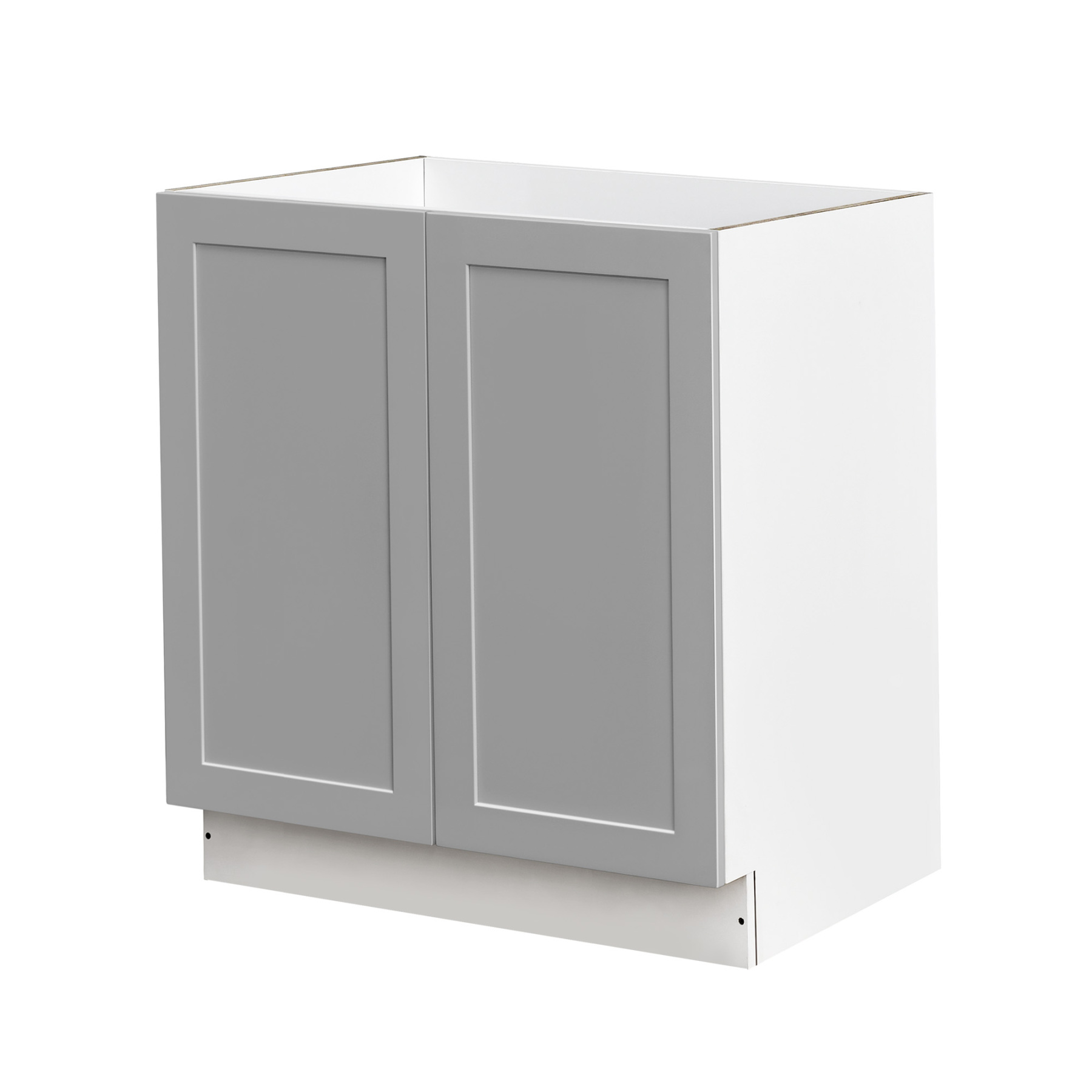 White Box Gray Shaker - 30"W Full-Height Door Base Cabinet 2-Doors