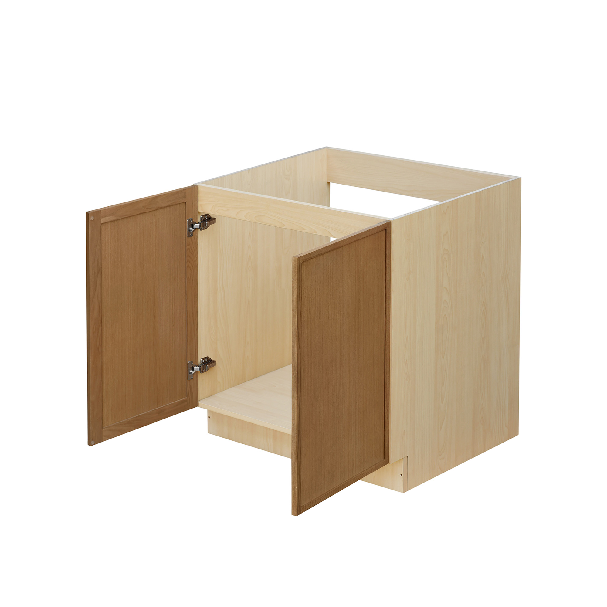 Natural Box Oak Slim - 30"W Full-Height Door Base Cabinet 2-Doors