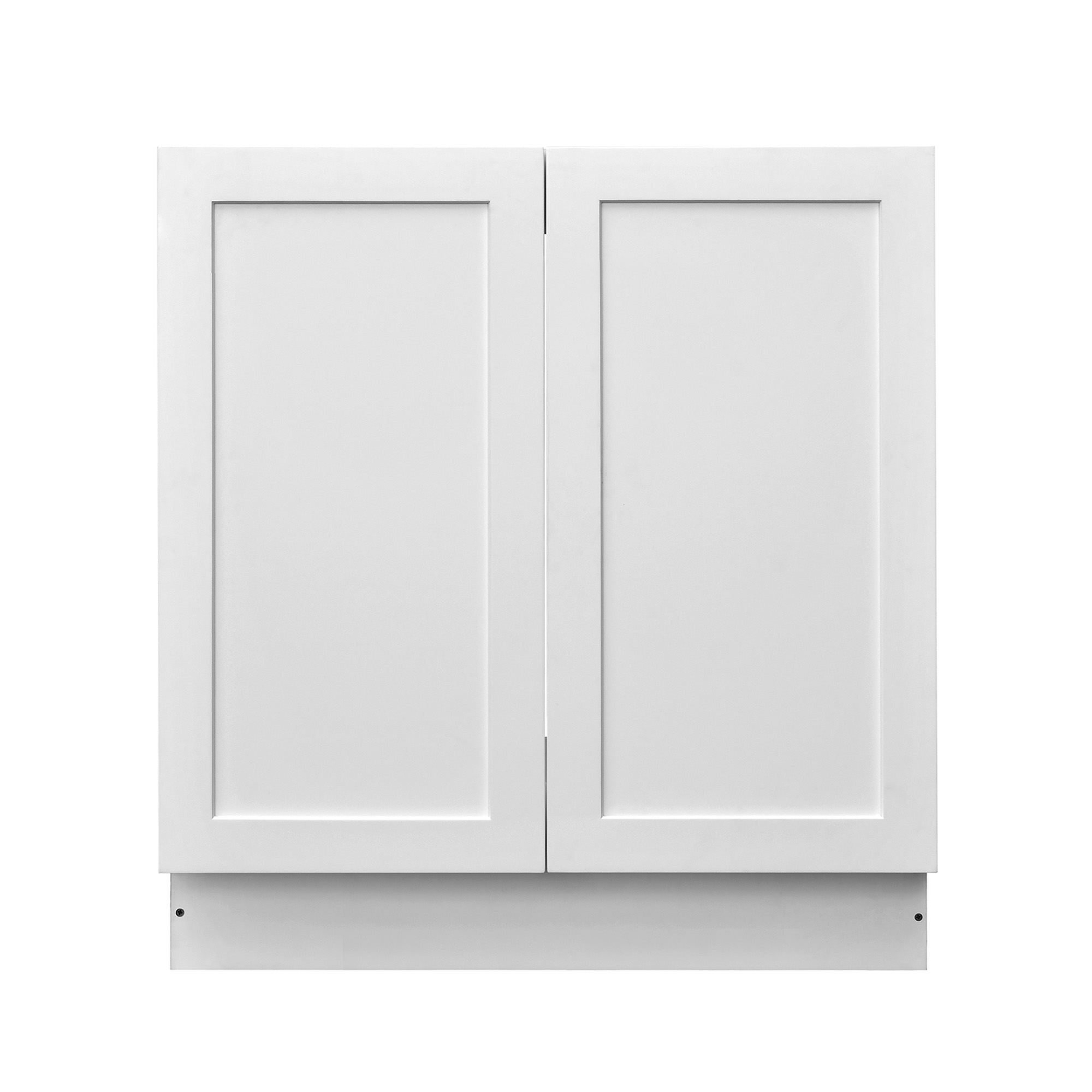 White Shaker - 30"W Full-Height Door Base Cabinet 2-Doors