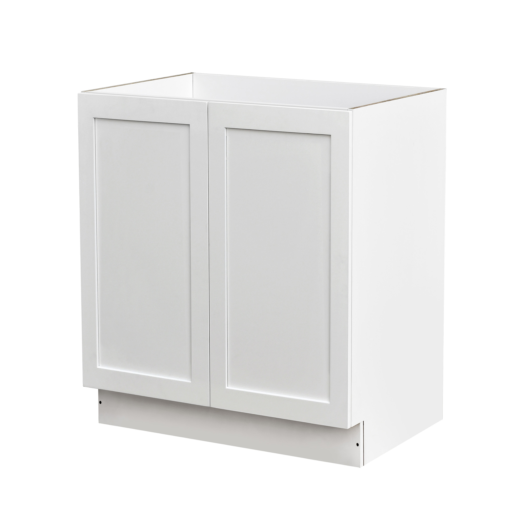 White Shaker - 30"W Full-Height Door Base Cabinet 2-Doors