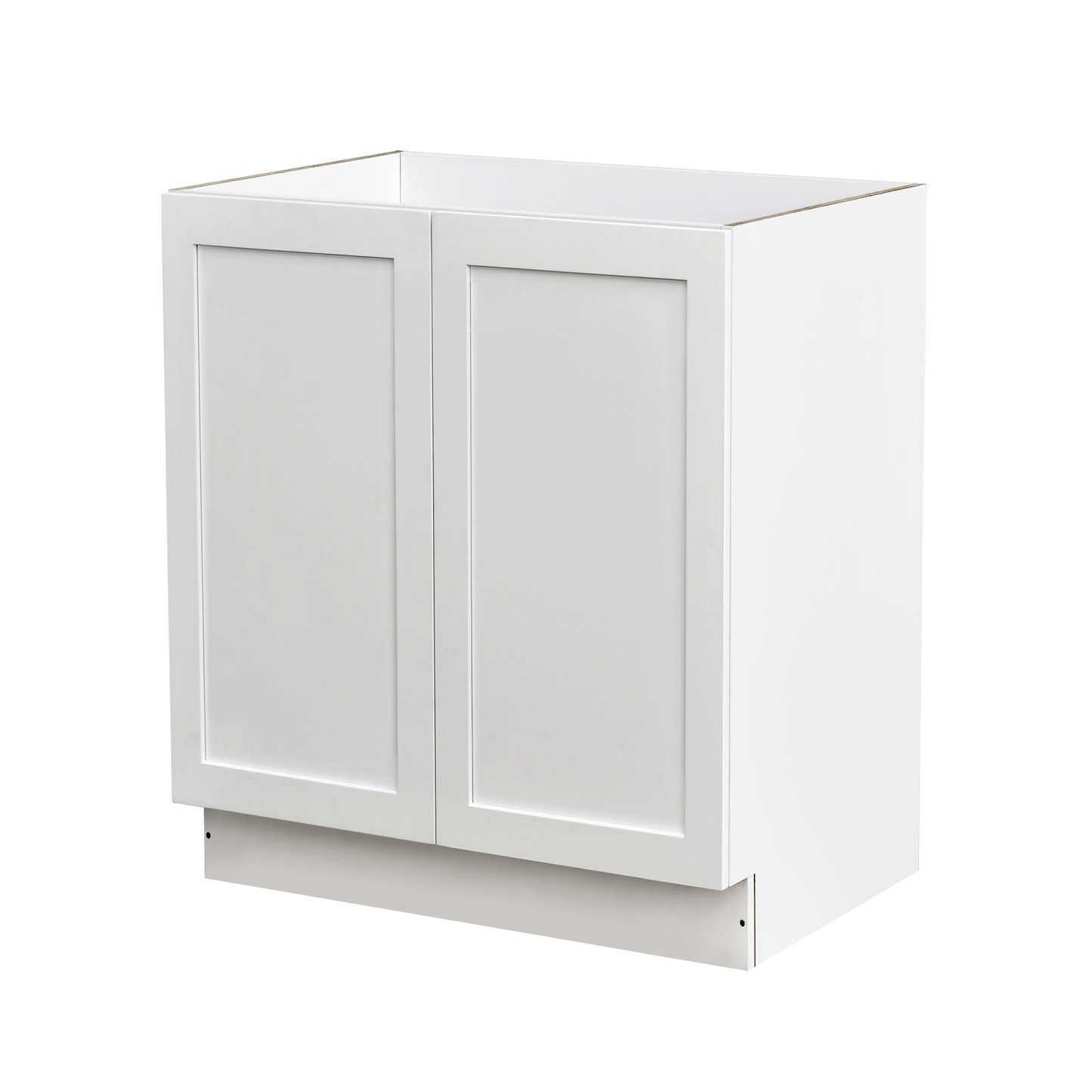 White Shaker - 30"W Full-Height Door Base Cabinet 2-Doors