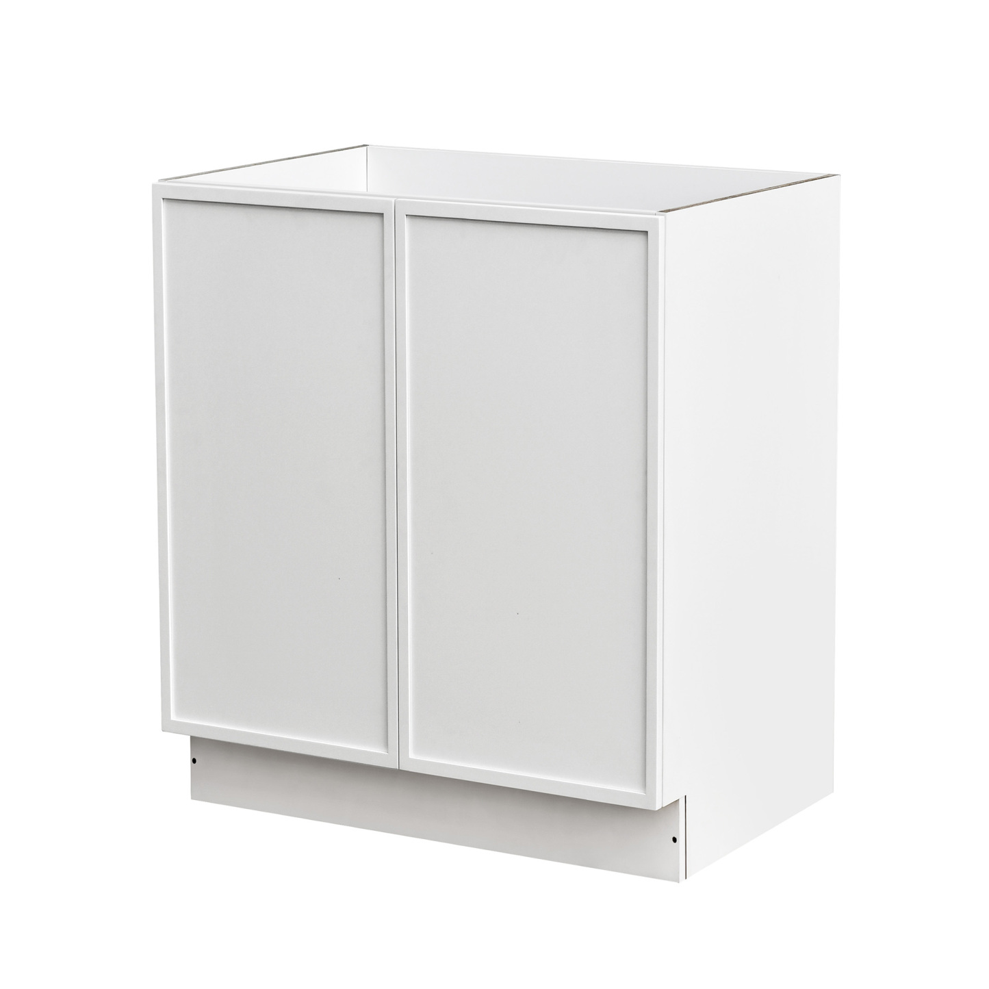 Slim White Shaker - 30"W Full-Height Door Base Cabinet 2-Doors