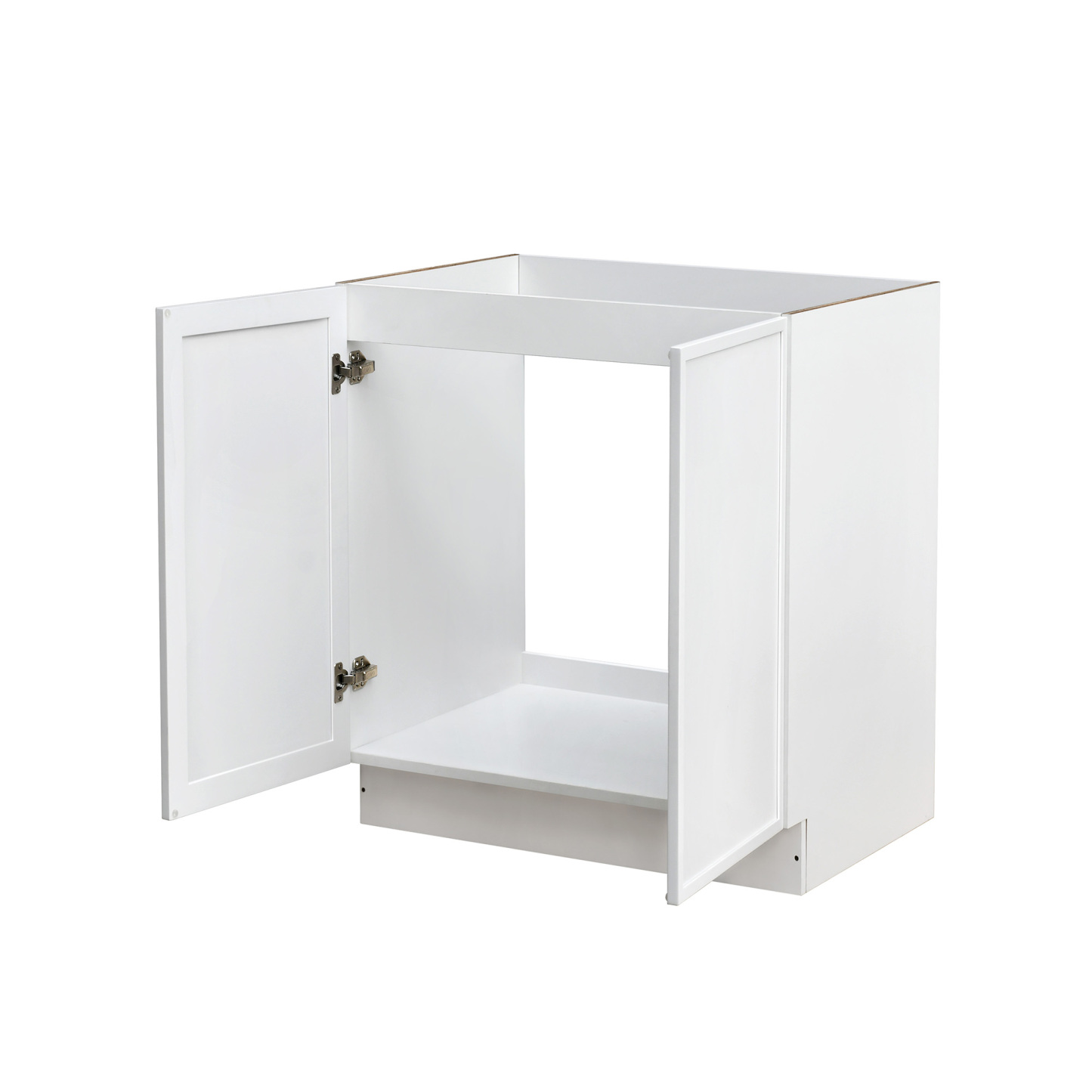 Slim White Shaker - 30"W Full-Height Door Base Cabinet 2-Doors