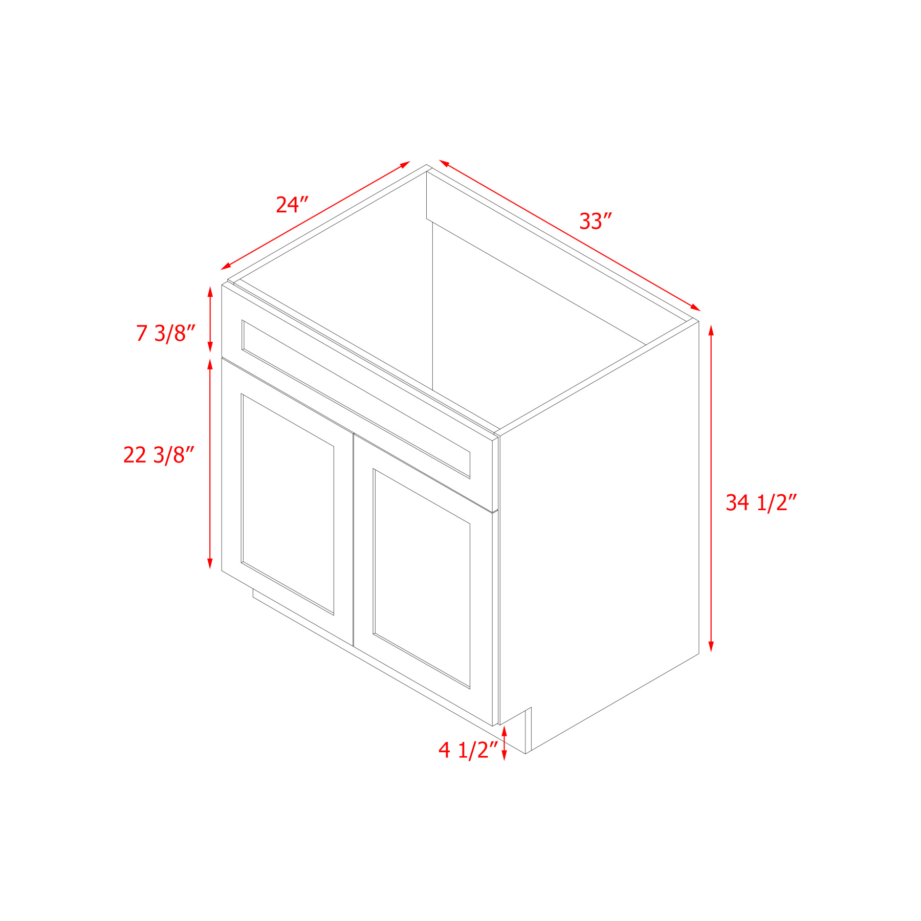 Mallorca White Shaker - 33"W Standard Base Cabinet