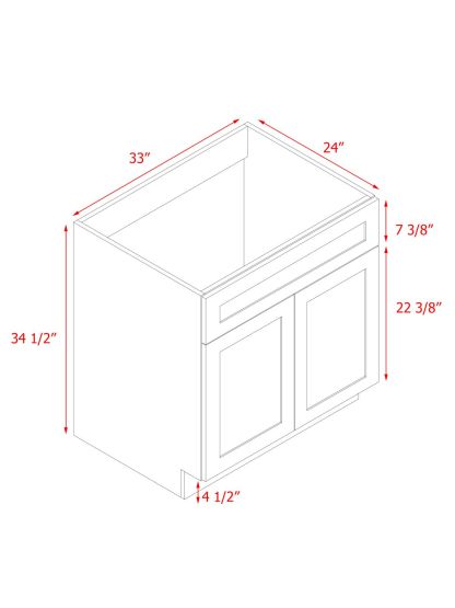 White Box Gray Shaker - 33"W Standard Base Cabinet 2-Doors 1-Drawer