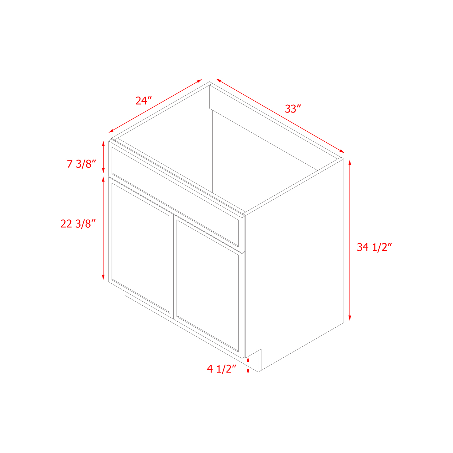 Shady Slim Gray Shaker - 33"W Base Cabinet