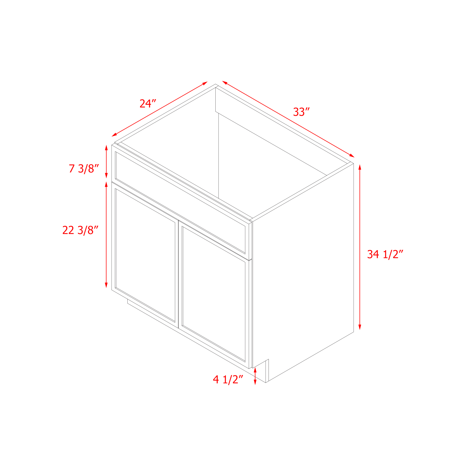 Shady Slim Gray Shaker - 33"W Base Cabinet