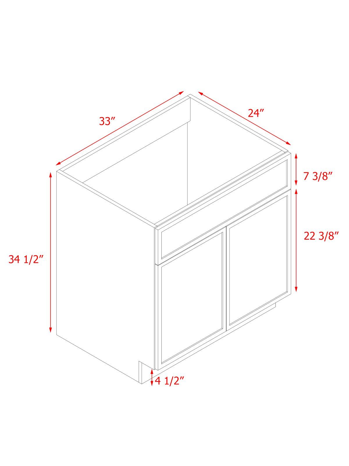 Shady Slim Oak - 33"W Standard Base Cabinet 2-Doors 1-Drawer