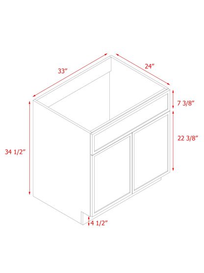 Shady Slim Oak - 33"W Standard Base Cabinet 2-Doors 1-Drawer