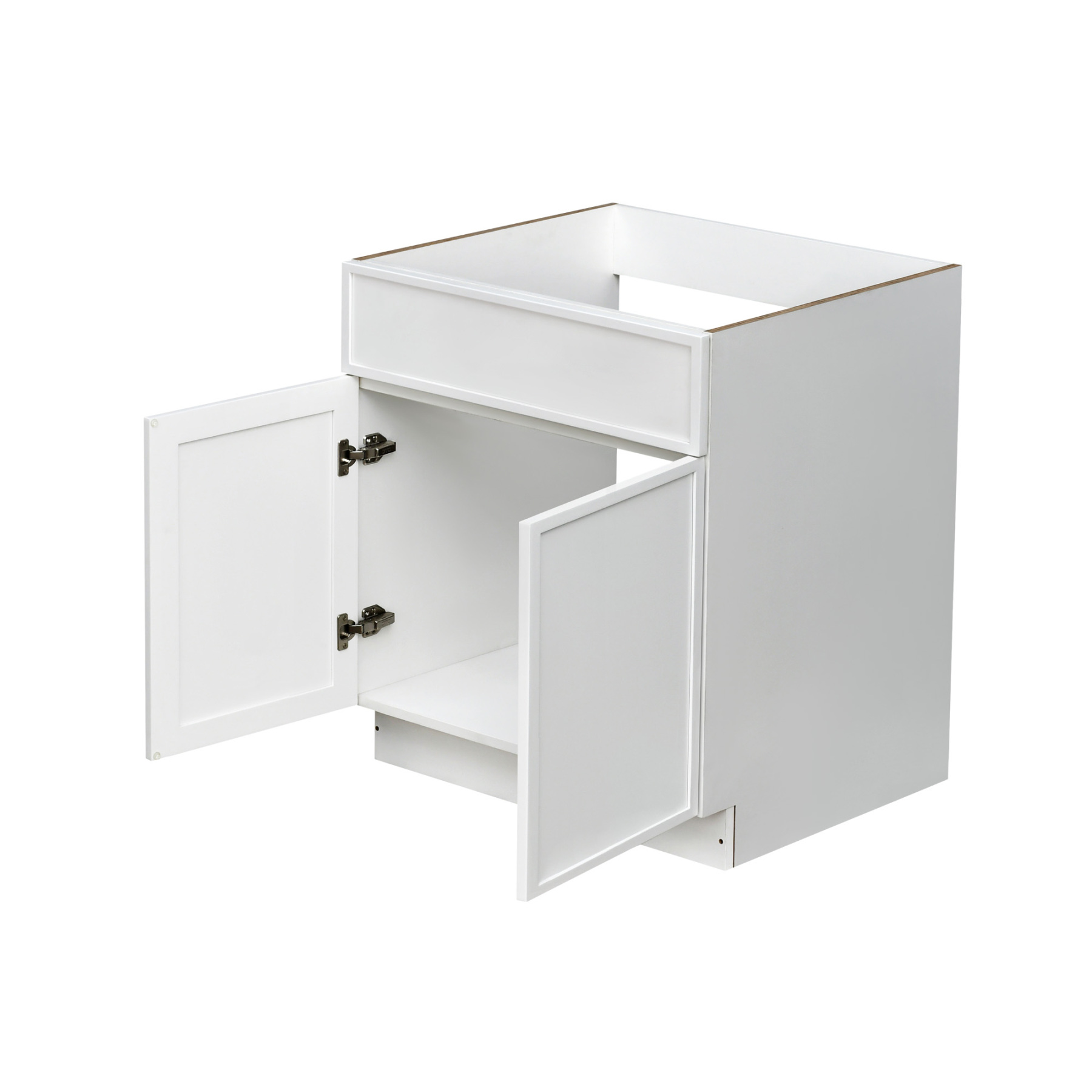 Slim White Shaker - 33"W Standard Base Cabinet 2-Doors 1-Drawer