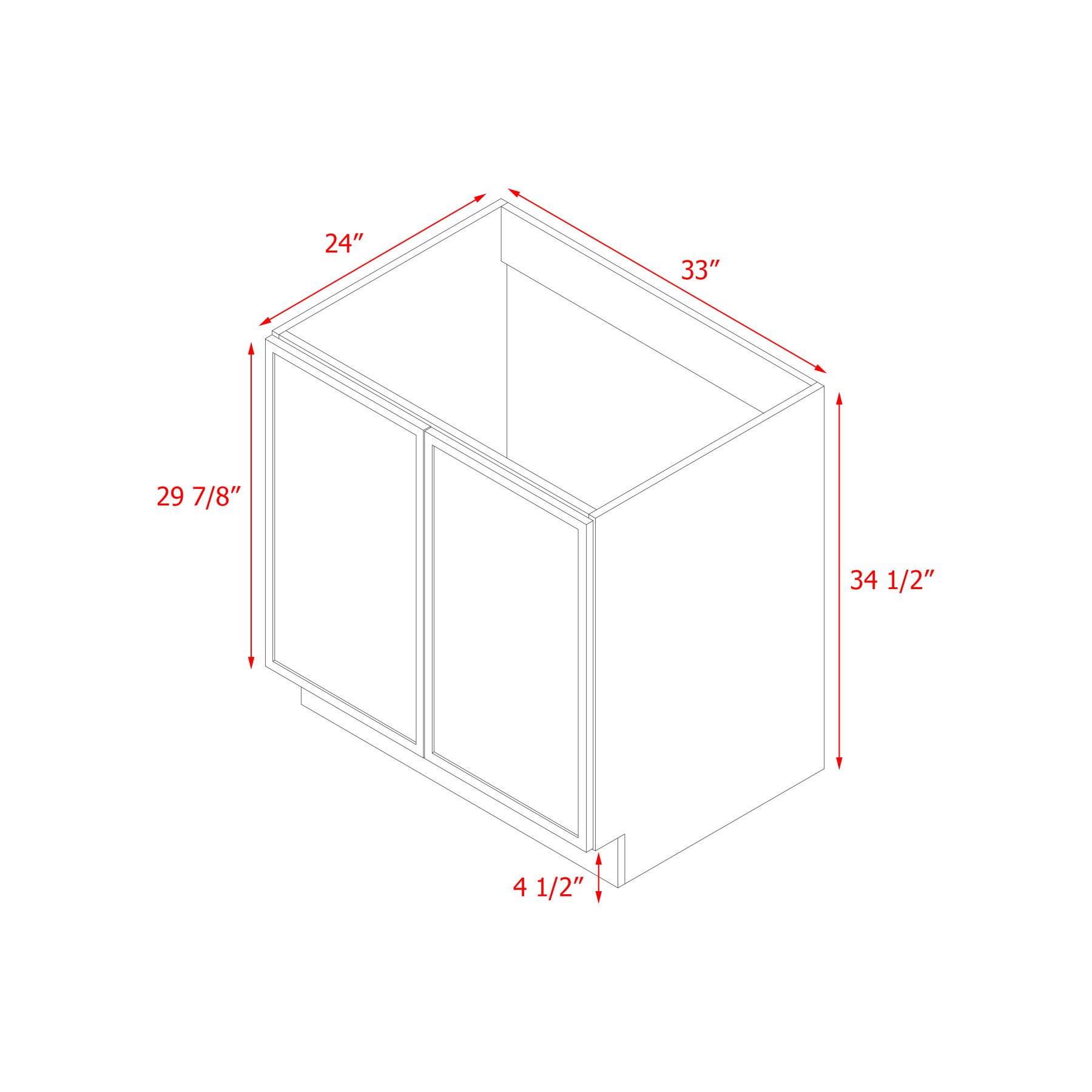 Shady Slim White Shaker - 33"W Base Cabinet