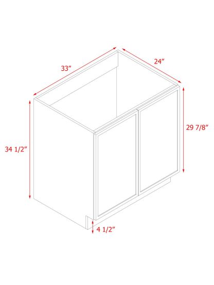 White Box Gray Slim - 33"W Full-Height Door Base Cabinet 2-Doors