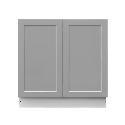 White Box Gray Shaker - 33"W Full-Height Door Base Cabinet 2-Doors