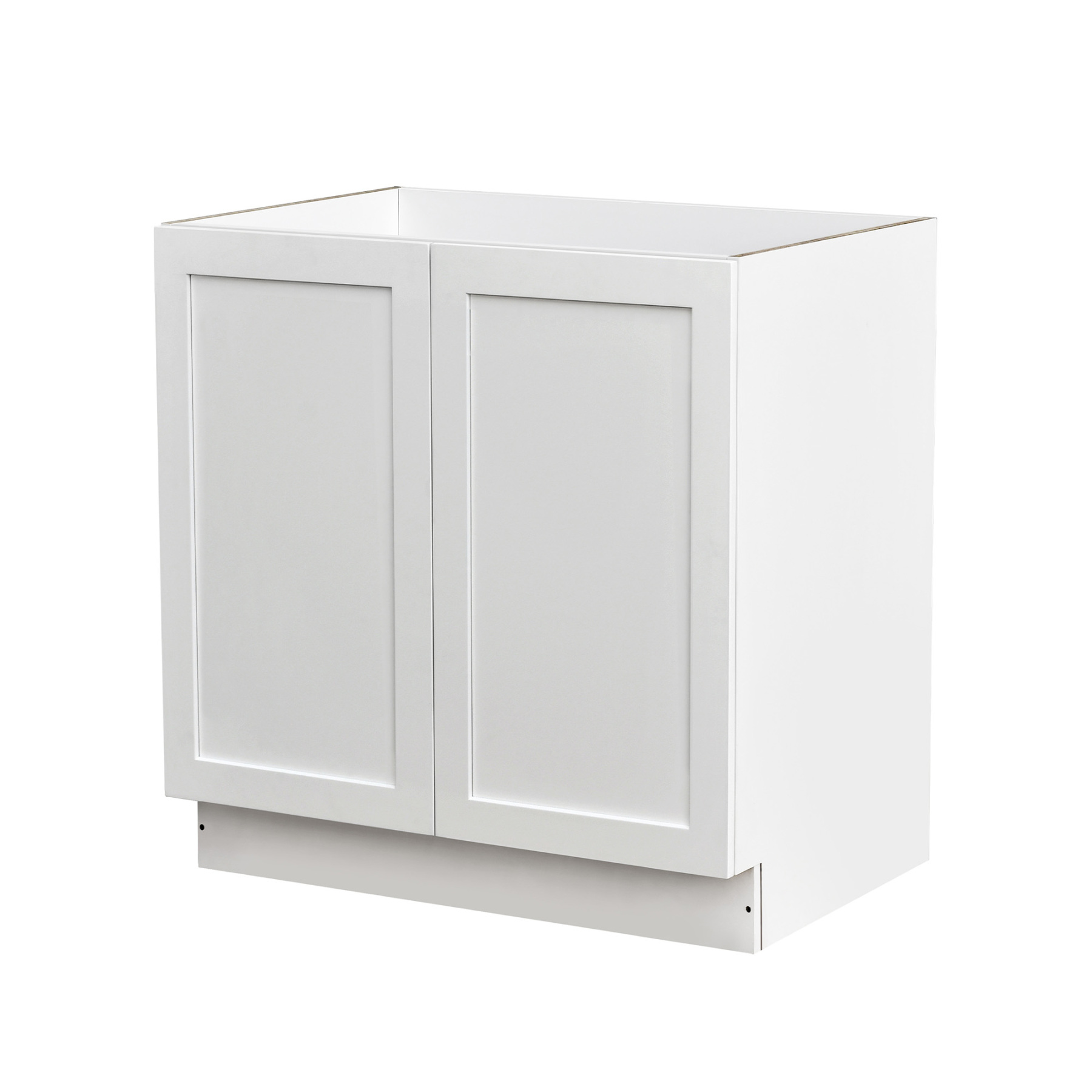 White Shaker - 33"W Full-Height Door Base Cabinet 2-Doors