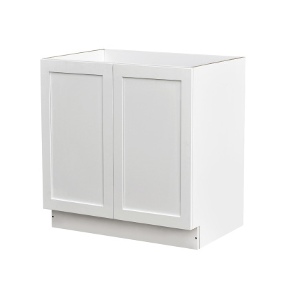 White Shaker - 33"W Full-Height Door Base Cabinet 2-Doors