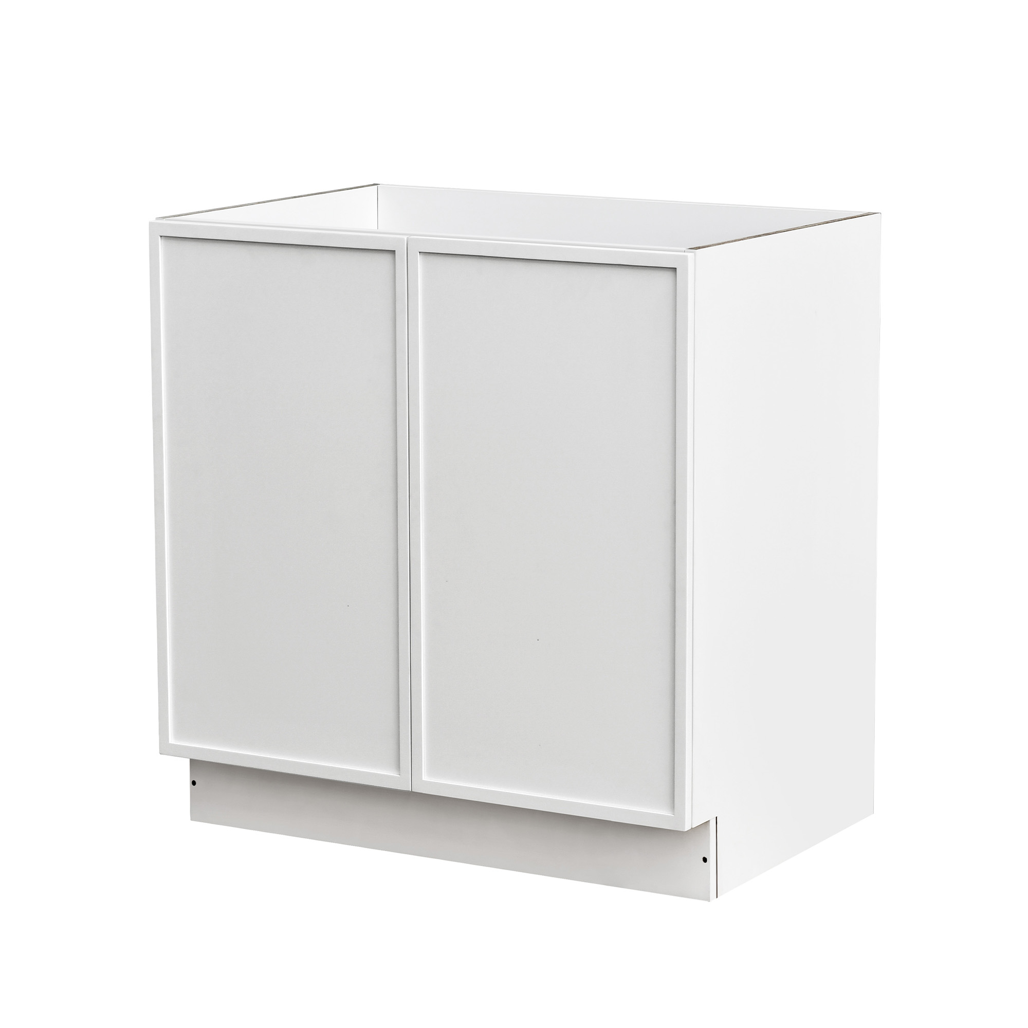 Slim White Shaker - 33"W Full-Height Door Base Cabinet 2-Doors